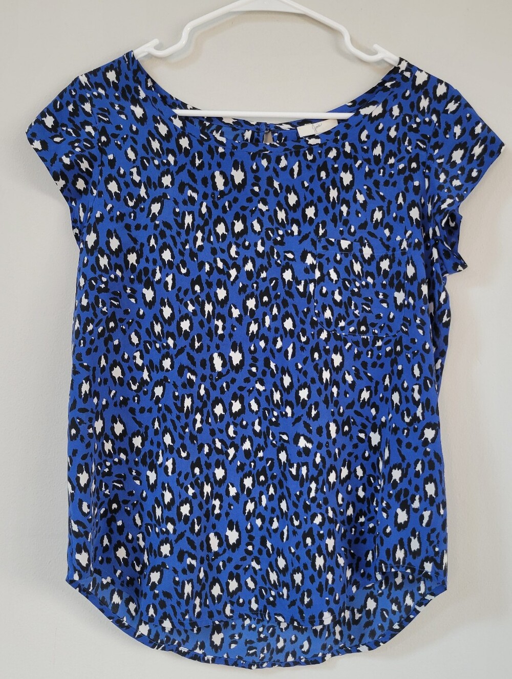 Joie Silk Blue Leopard Print Top Women Size XS Office Maximal Artsy Professional